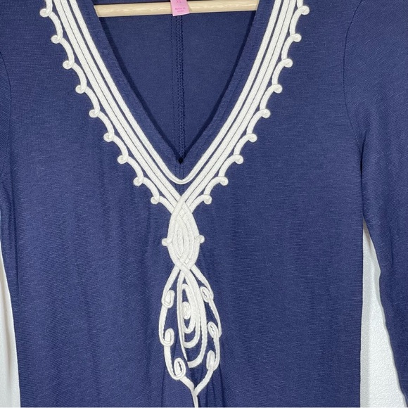 Lilly Pulitzer Tidewater Tunic Dress 3/4 Sleeves Nautical Navy Sz XS - Picture 9 of 16